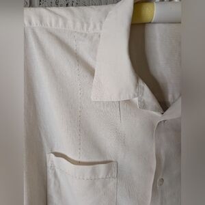 Cream bowling shirt with stitching